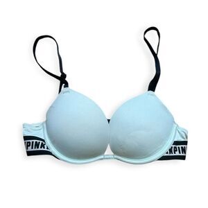 PINK VICTORIA’S SECRET Women’s Light Blue Green Logo Wear Everywhere T-Shirt Lig